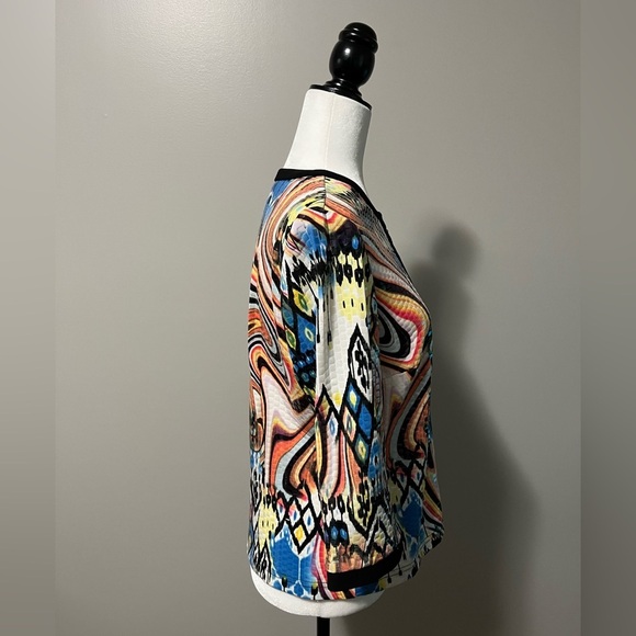 Joseph Ribkoff Multicoloured Abstract Pattern 3/4 Sleeve Dress Jacket Vintage - Picture 7 of 13